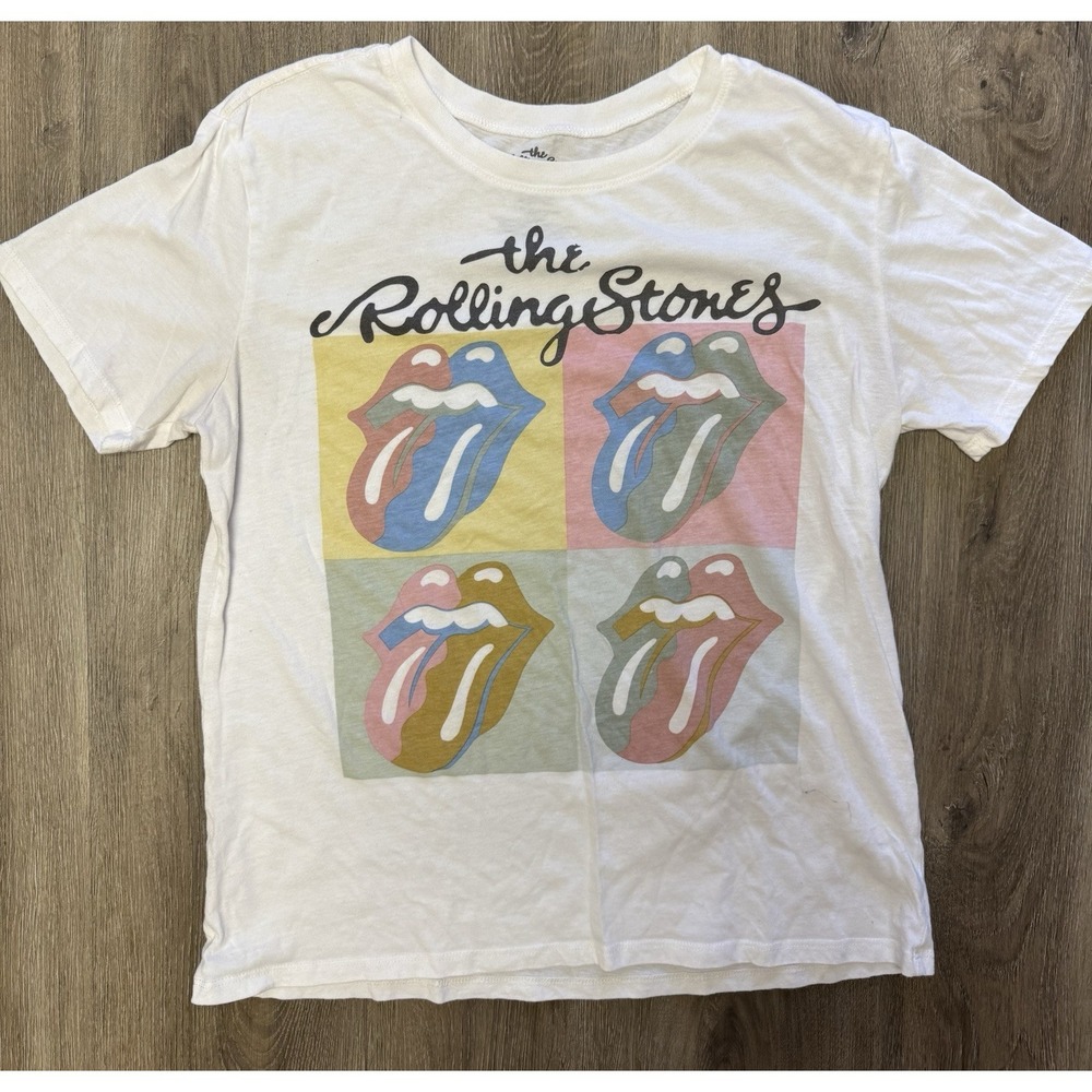 Rolling Stones Women's Small T-Shirt White Pop Art Tongue Logo 2022 Bravado Tee
